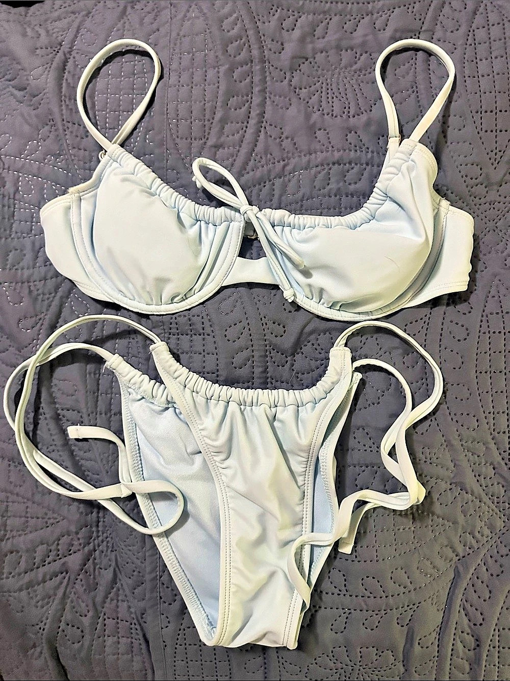 Xhilaration Women's Bikini Set light blue Small bottoms Large Top Like New